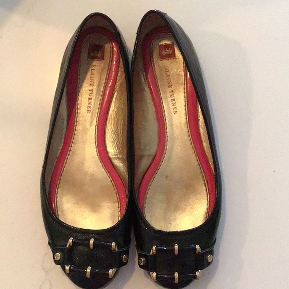 Shoes, Elaine Turner, Black Ballerina Flats, size 9.5